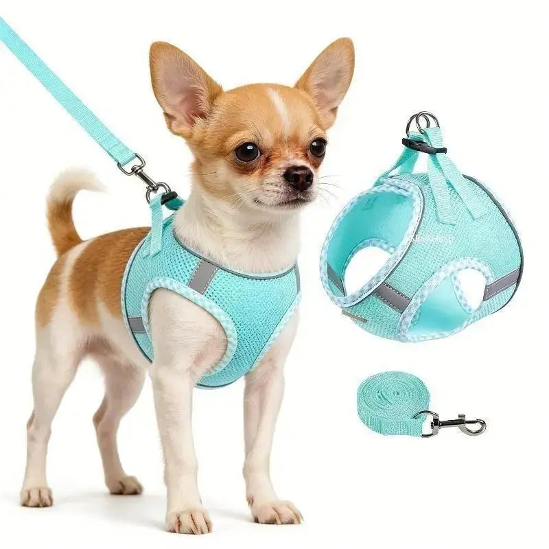 2Pcs Dog Harness and Leash Set, Adjustable No Pull Dog Chest Strap, Outdoor Walking Pet Supplies for Small Medium Large Dogs Reflective Step-In Dog Harness & Leash Set, Soft Mesh No Pull Puppy Vest Harness, Adjustable Lightweight Walking Gear Campingessen