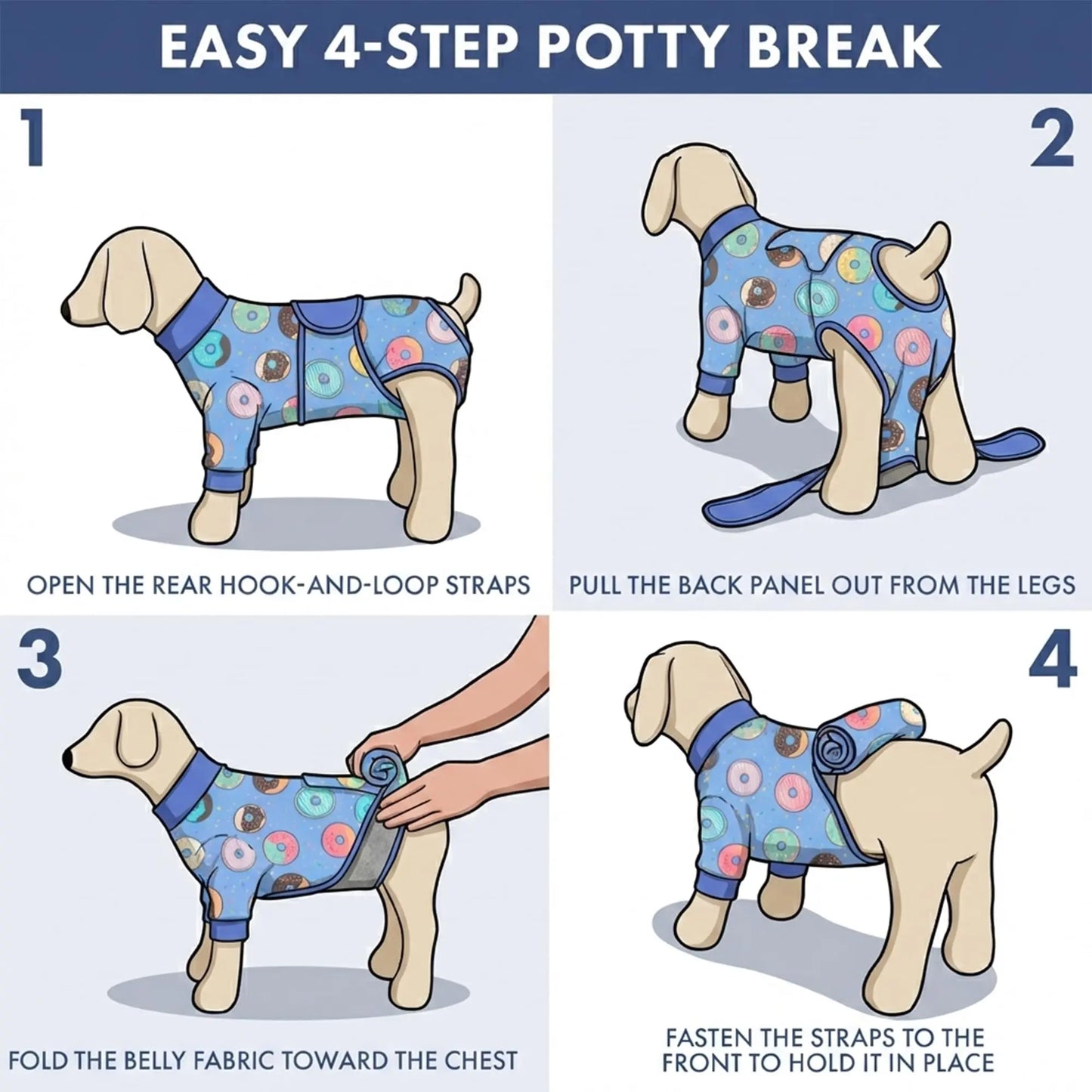 Spark Paws Dog Surgery Recovery Suit – Dog Recovery Suit after Surgery, Anti-Lick Dog Onesie, Abdominal Wound Protector, Soft Cone Alternative for Spay Neuter Male Female Pet Recovery - Donuts - S