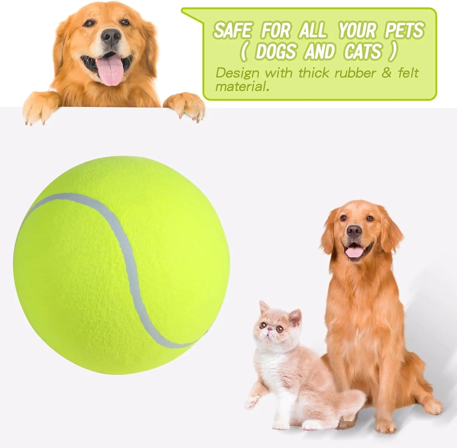 Giant Tennis Ball for Dogs Yellow Big 9.5" Pet Toy, Interactive Training Ball for Dogs, Ideal Birthday Gift, Pet Interactive Training Toy