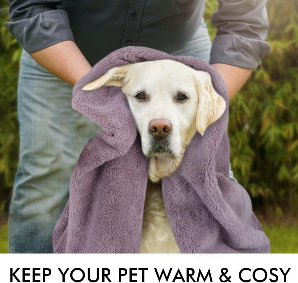 Dog Towel Absorbent Microfiber Pet Bath Towel for Dogs & Cats Purple | Quick Dry Dog Drying Towel Large 30X50 Inch with Paw Print, Machine Washable