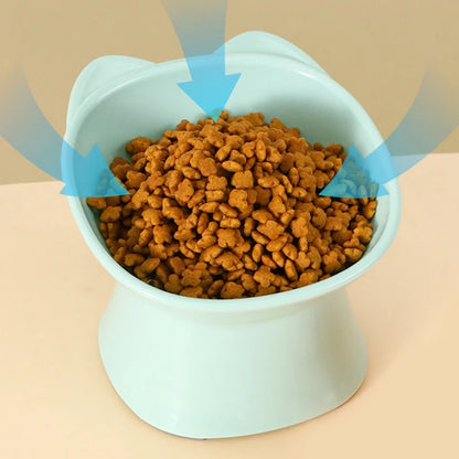 New Design Cat Bowl Anti-Tip Feeding and Drinking Bowl Nordic Style Square Mouth Double-Ear High-Leg Cat Bowl Pet Supplies