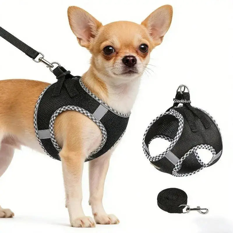 2Pcs Dog Harness and Leash Set, Adjustable No Pull Dog Chest Strap, Outdoor Walking Pet Supplies for Small Medium Large Dogs Reflective Step-In Dog Harness & Leash Set, Soft Mesh No Pull Puppy Vest Harness, Adjustable Lightweight Walking Gear Campingessen