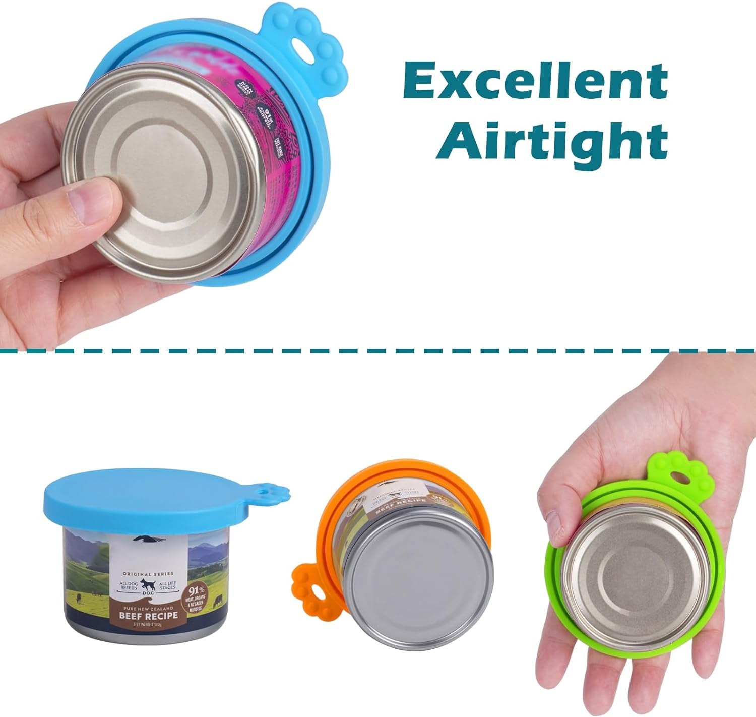 5 Packs Pet Food Can Covers Lids, Universal Size for Dog Cat Food | Silicone, 1 Fit 3 Standard Size Can Tops, Can Topper for Wet Food, BPA Free, Dishwasher Safe